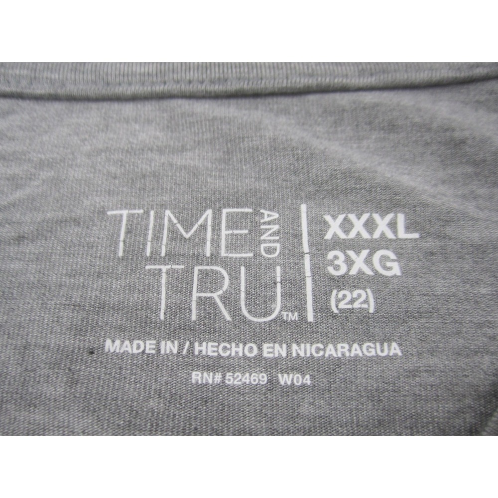 Time‎ & Tru Shirt 3XL Gray V-Neck Short Sleeve Basic Solid Stretch Modal - Picture 4 of 9